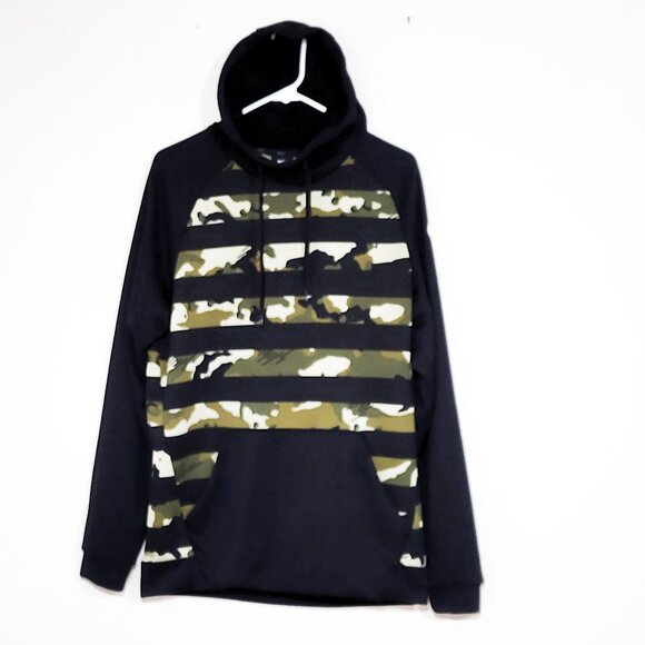 Nike Other - Nike Dri-Fit Black & Camo Hoodie Men's Striped Pullover Kangaroo Pocket